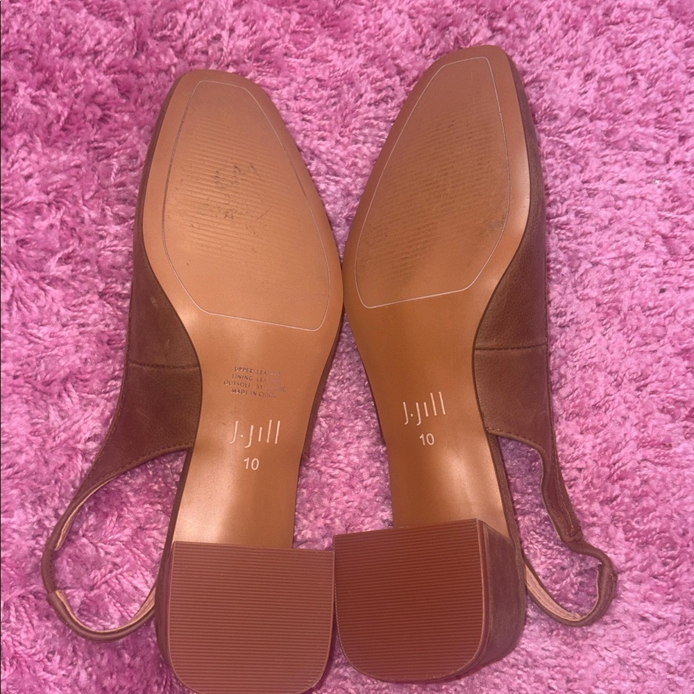 J. Jill Siri Suede Leather Slingback Heels Cognac Brown Size 10 - Picture 9 of 9